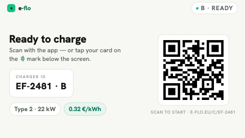 Ready screen with QR code